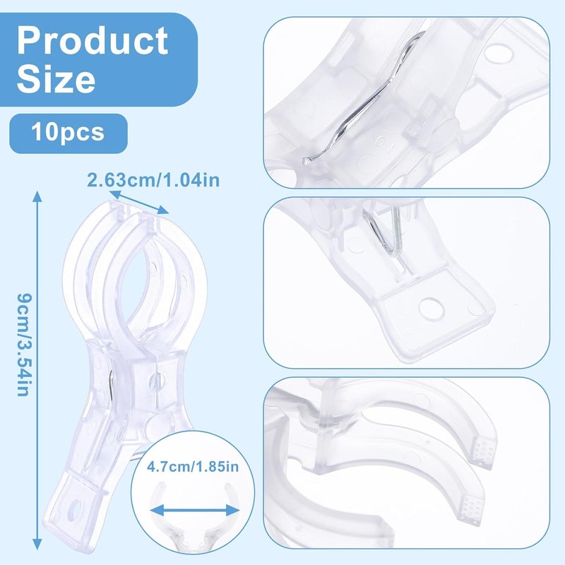 HaiFafafaing 10pcs Balloon Arch Clips Transparent Large Plastic Backdrop Clips Spring Clamps 3.54inch Heavy Duty Clamps For Balloon Arch Crafts Backdrop Stand Woodworking Photography Studios - Image 2